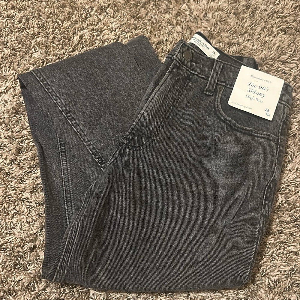 NWT Abercrombie & Fitch Women's Skinny Jeans - Charcoal Gray - Picture 10 of 10